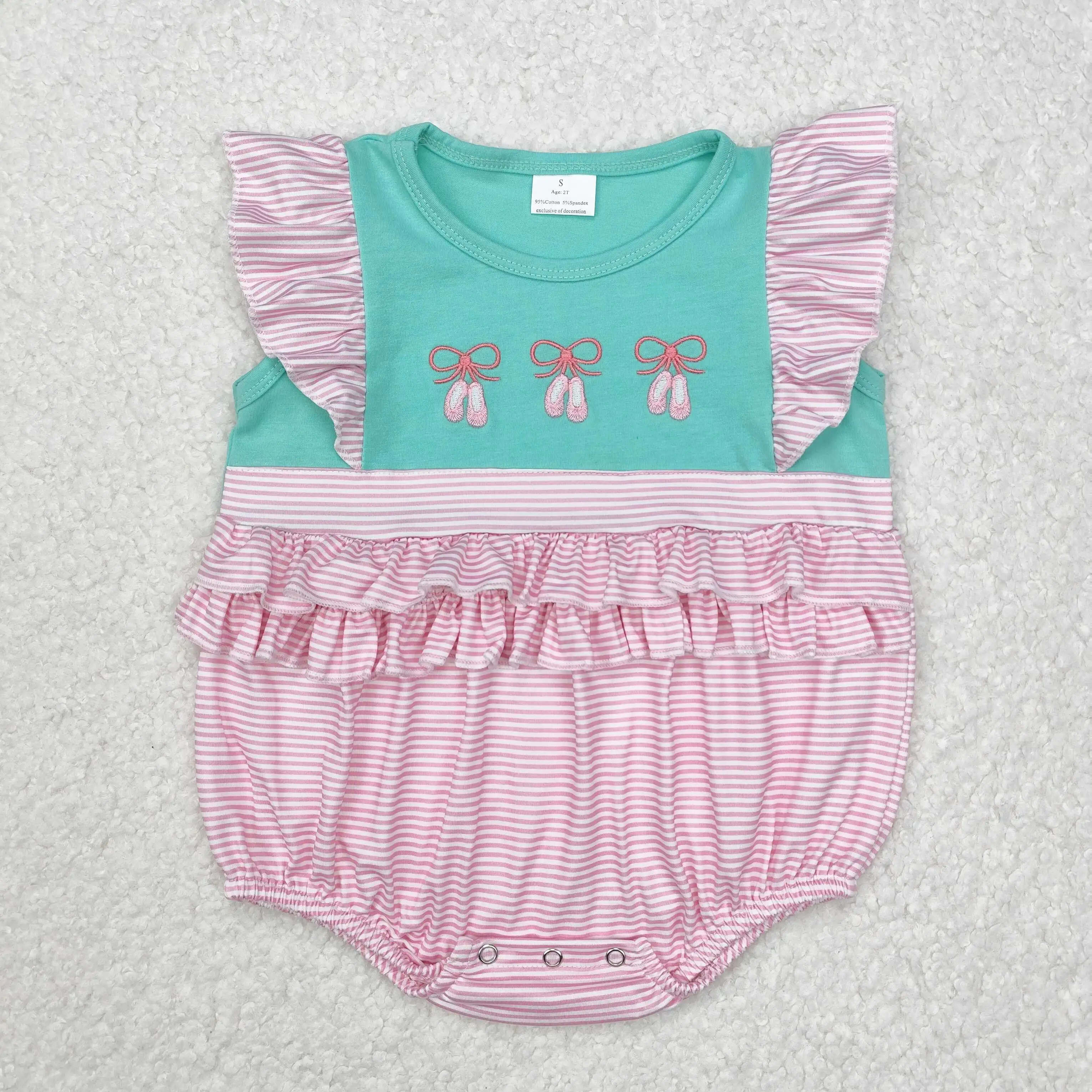 3.27y NEW stock baby summer girls romper wholesale boutique fishing float red bow blue vest rompers