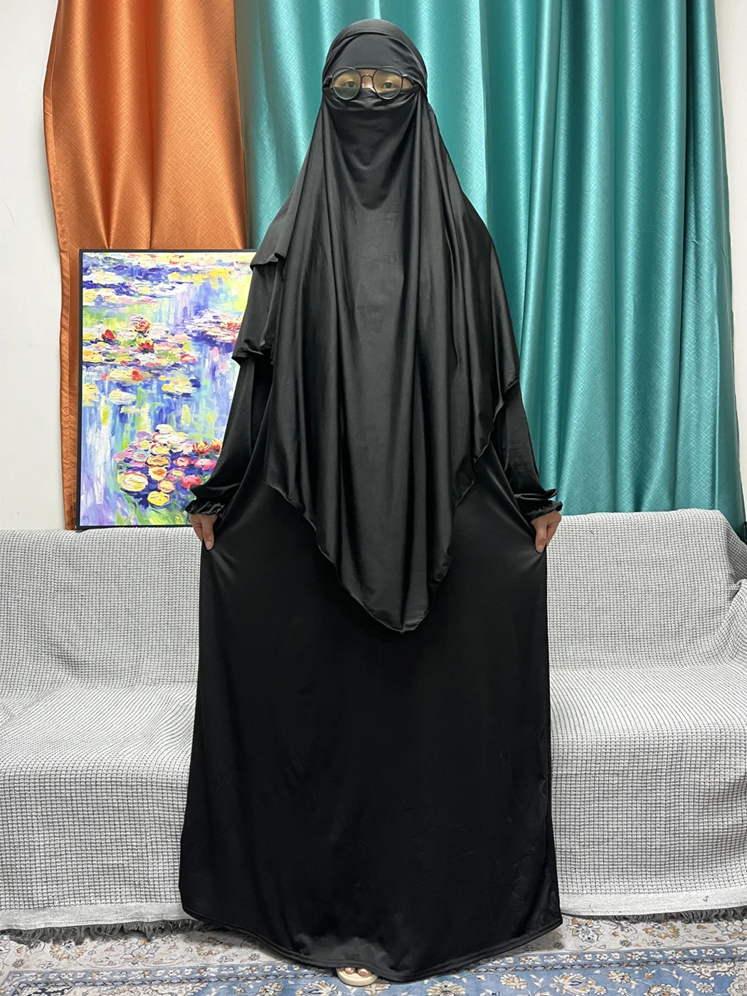 Muslim Sets Two-piece Prayer For Ramadan Garment Abayas Ramadan Loose Femme Robe Pure Polyester Nigeria Caftan Marocain  Robe