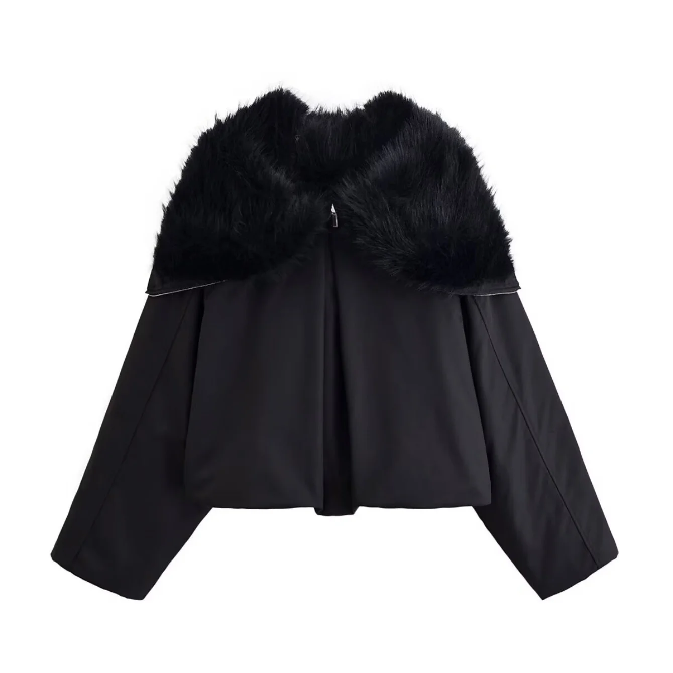 Women Autumn Winter Short Hooded Jacket Female Imitation Wind Waterproof Warm Coat Hooded Angel Wing Design Outwear Streetwear