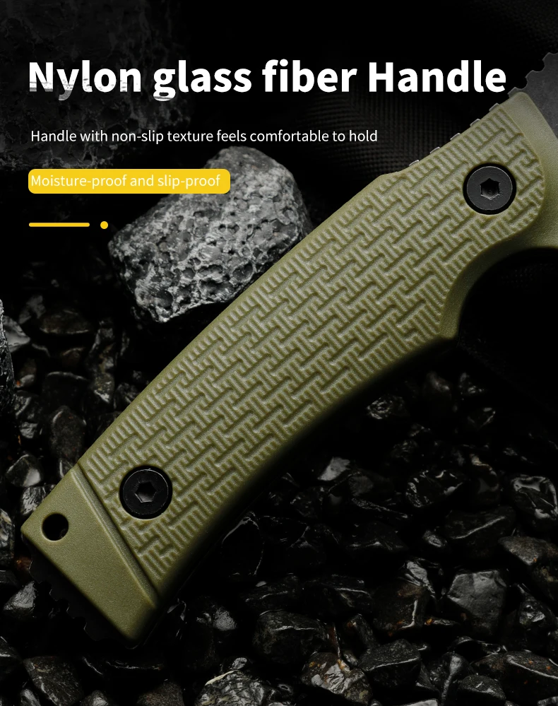 Nahaufnahme der Stahlklinge zeigt Haltbarkeit