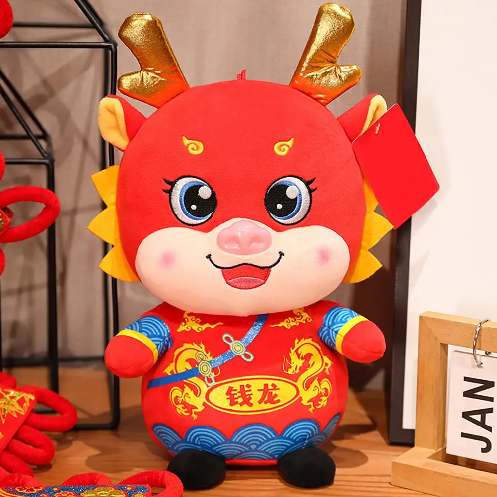 Three-dimensional Dragon Toy 2024 Chinese Zodiac Dragon Plush Toy Cute God of Wealth Cross-dressing Dragon Soft Stuffed for Kids