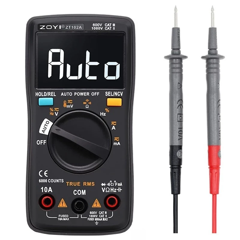 

ZOYI ZT102A Digital Multimeter 6000 Counts Auto 113D Back Light AC/DC Voltmeter Transistor Tester Frequency Diode Temperature