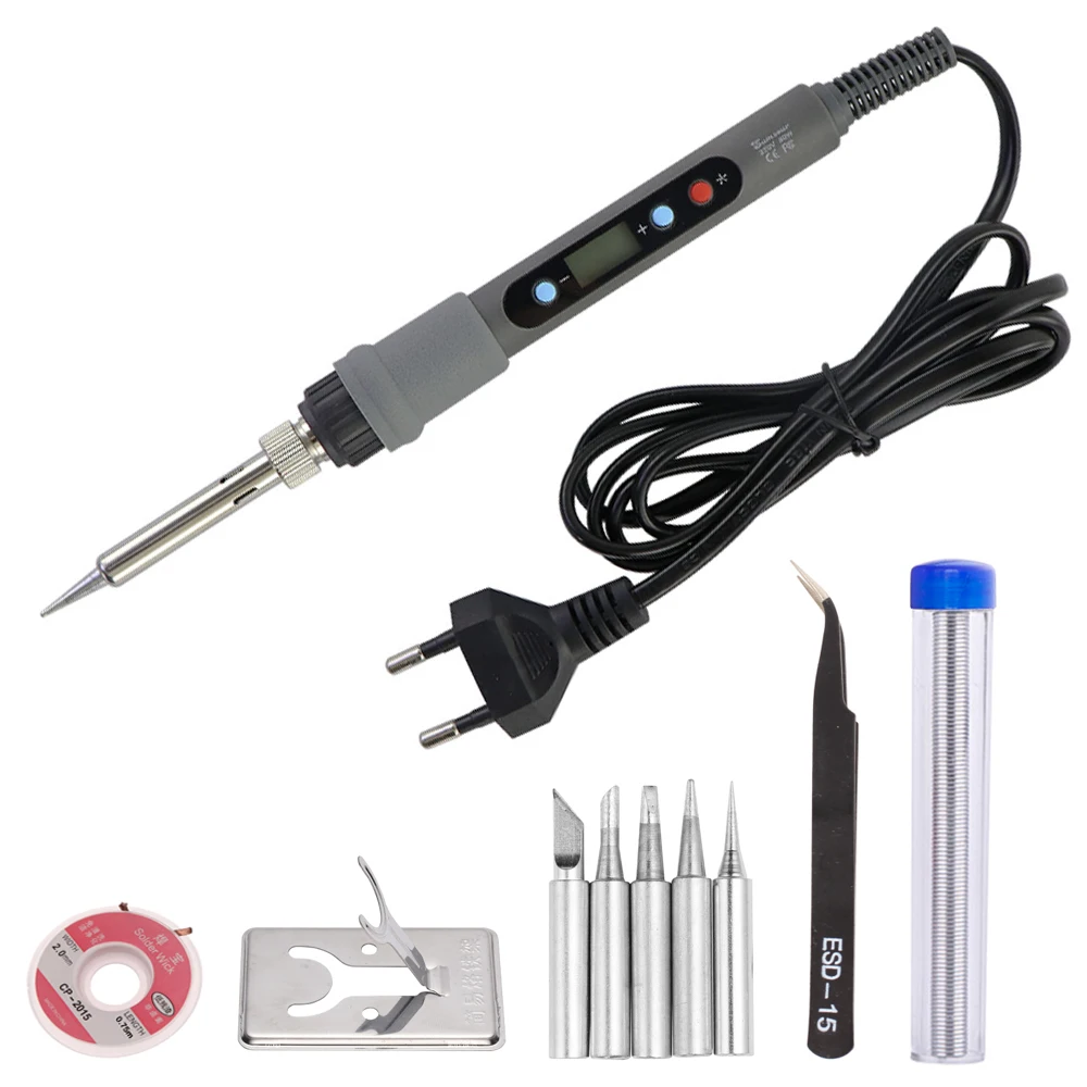 80W Adjustable Temperature Electric Soldering Iron Welding Tools Ceramic Heater Soldering Tips Desoldering Pump Rework