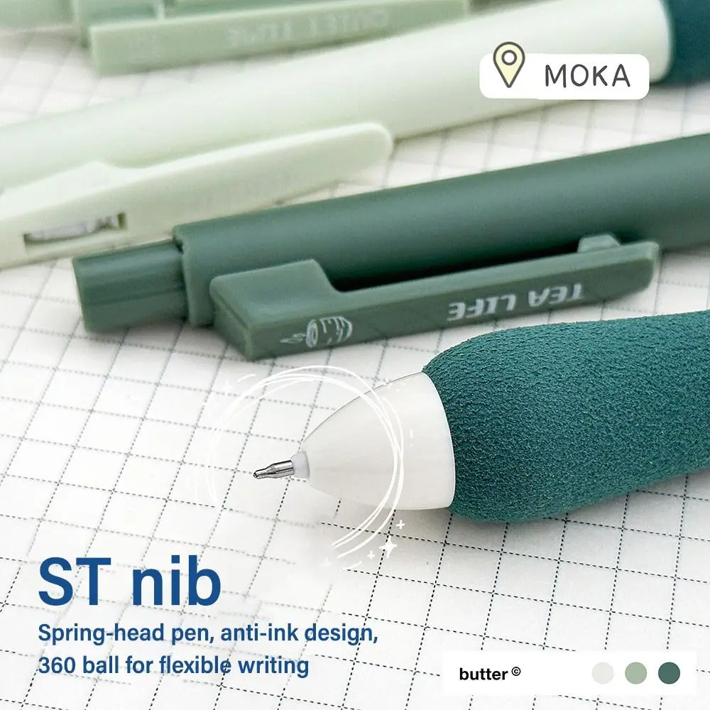 6PCS/Box Soft Cloud Grip Press Gel Pen ST Tip Quick Drying Neutral Pen Student Specific 0.5mm Black Ink Ballpoint Pen Gift