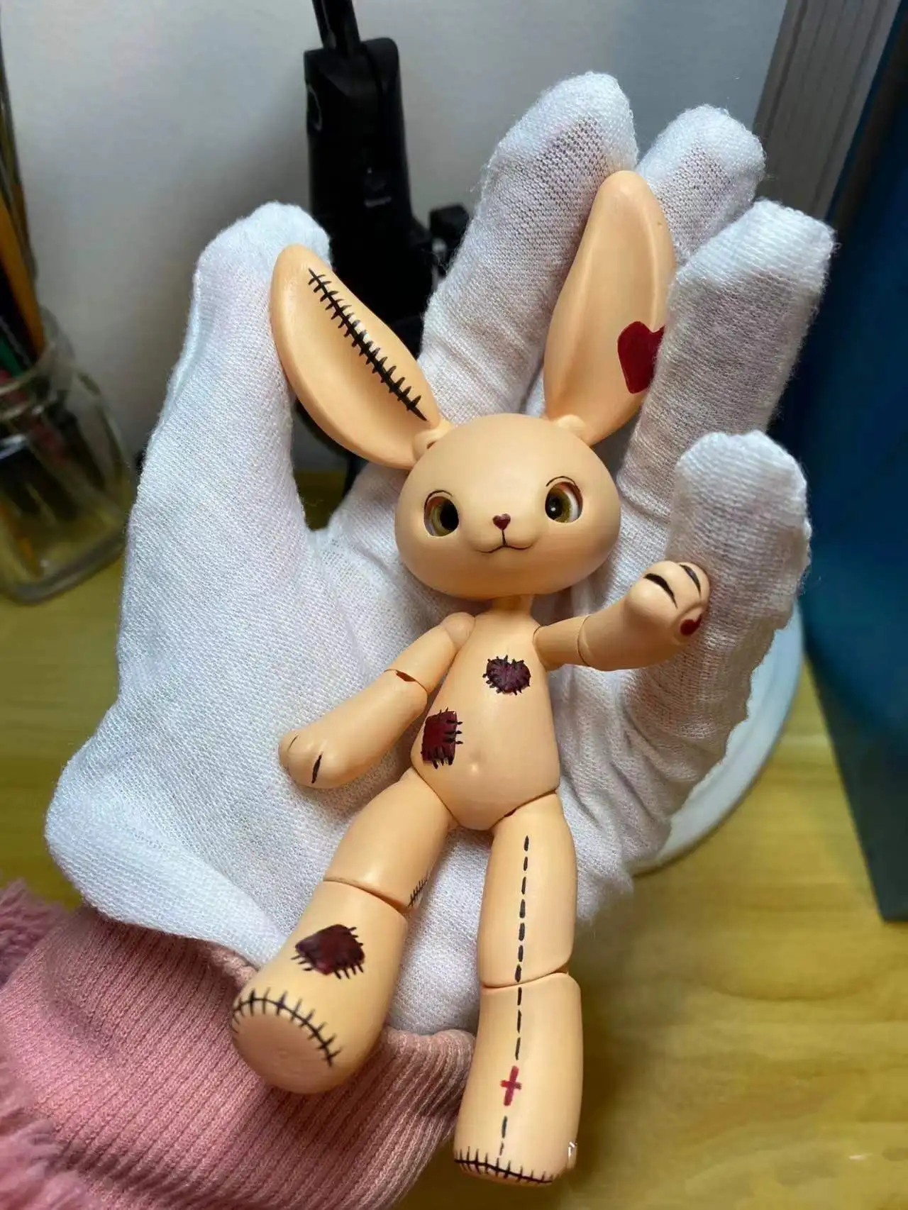 dollssan レアウサギ型ぬいぐるみ BJD 人形ペットウサギアクションフィギュアウサギナックル人形