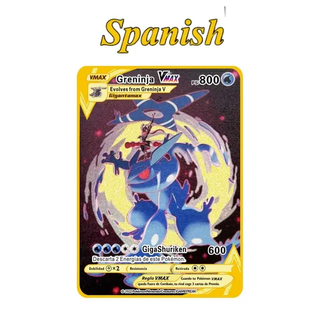 Spanish Pokemon Metal Card Pikachu Fire-breathing Dragon VMAX Gold V/GX/OX Card Toys Play Games Collection Card Children's Gifts The New 3