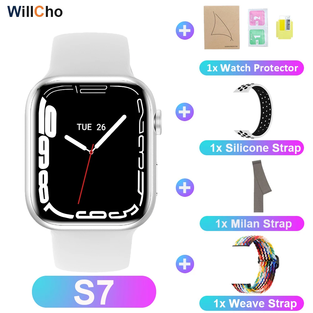 2022 S7 Smart Watch Iwo 14 Pro Nfc Voice Assistant Bluetooth Dial Answer Call Watch for Men Smart Watch Women Series 7 Pk W37Pro 