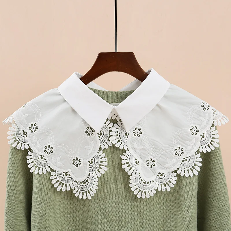 

Fake Collar for Womens Shirt Embroidered Floral Fake Collar Shawl Doll False Collar Decorative Shirt Collar Detachable Shawl