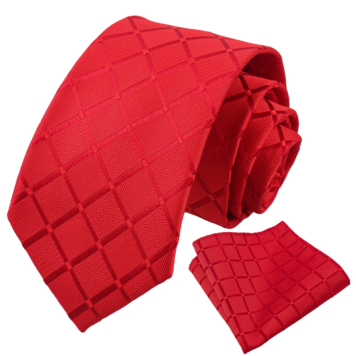 Luxuriöse Business-Krawatte für Herren, kariertes Einstecktuch, Krawattenset, Hochzeit, Weinrot, Schwarz, Herrenkrawatten, Einstecktuch, Grau, Gravatas – Detail 14