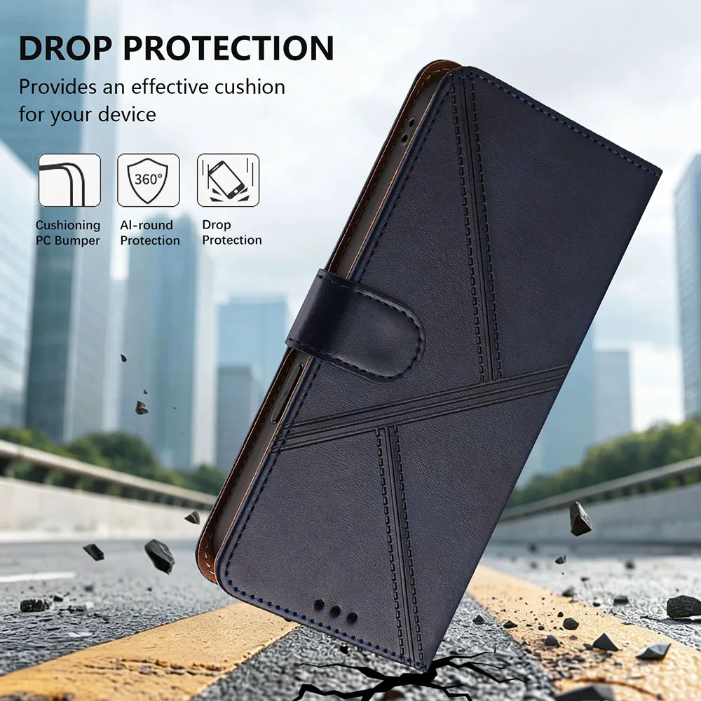 Luxury Leather Wallet Case with Magnetic Closure and Card Slots - Flip Kickstand Cover