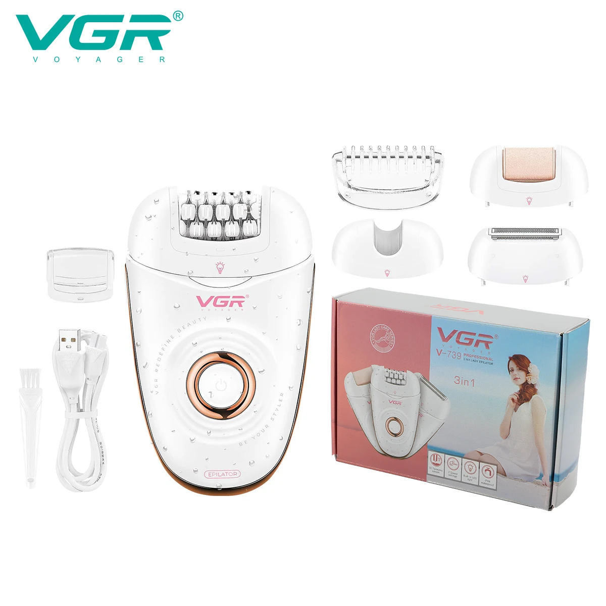 VGR 739 ماكينة إزالة الشعر النسائية 3 في 1 0 مم ما...