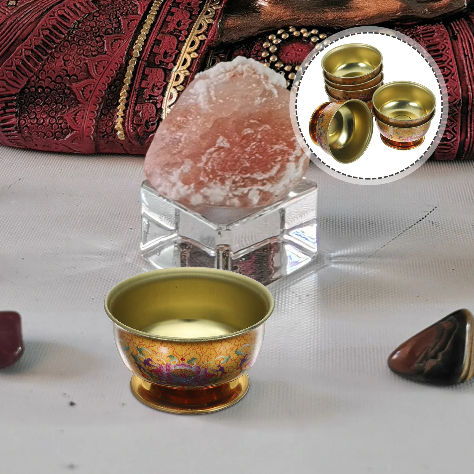 

Buddhist Altar Cup Water Offering Holy Tibetan Bowl Sacrificial Tea Yoga Meditation Incense Temple