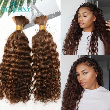 Bulk Human Hair For Braiding Curly Loose Deep Braiding Hair Extensions Color 30 4 Bulk Human Hair For Braids Double Drawn 1