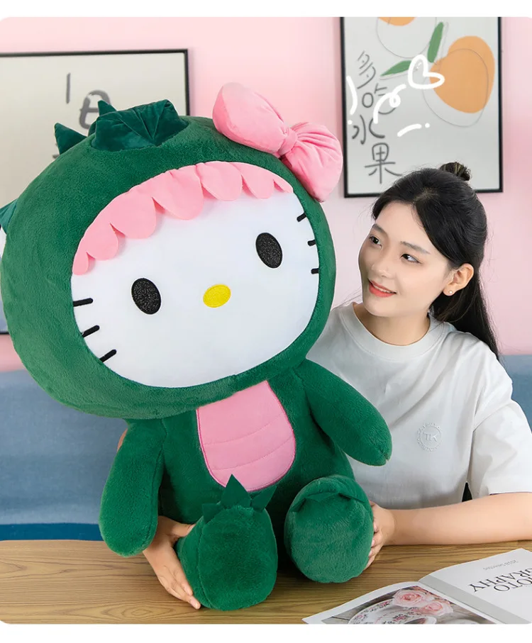 Hello Kitty Plush Dinosaur Toy Cartoon Doll Room Decoration Sleeping Throw Pillow Gift