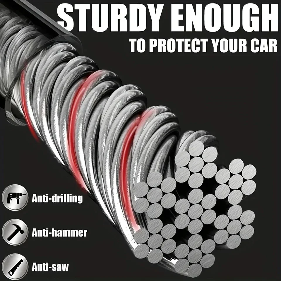 Enhanced Anti-Theft Car Security Steering Wheel Lock with Steel Cable
