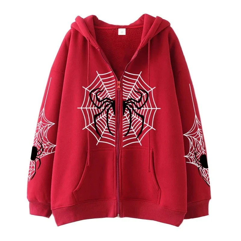 3D Print Spider Web Y2K Zipper Gothic Ins Women's Hoodies & Sweatshirt Loose Oversized Harajuku HighStreet Streetwear zip up hoodie sweatshirt jacket print hoodies