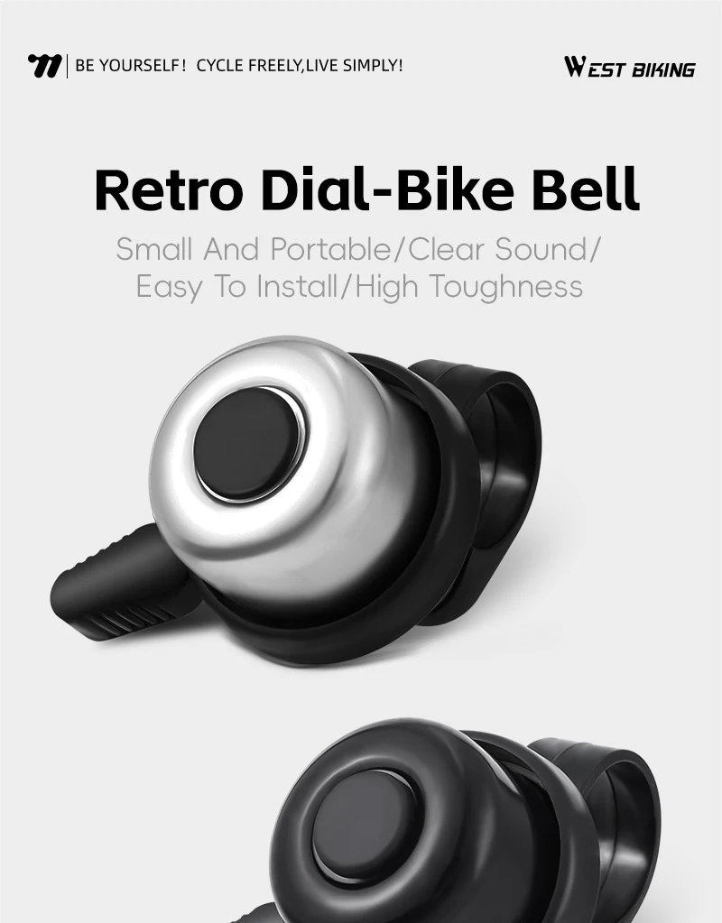 WEST RADFAHREN Mini Fahrrad Glocke Retro Aluminium Legierung Klar Sound Fahrrad Glocke MTB Mountainbike Lenker Horn Fahrrad Zubehör – Detail 1