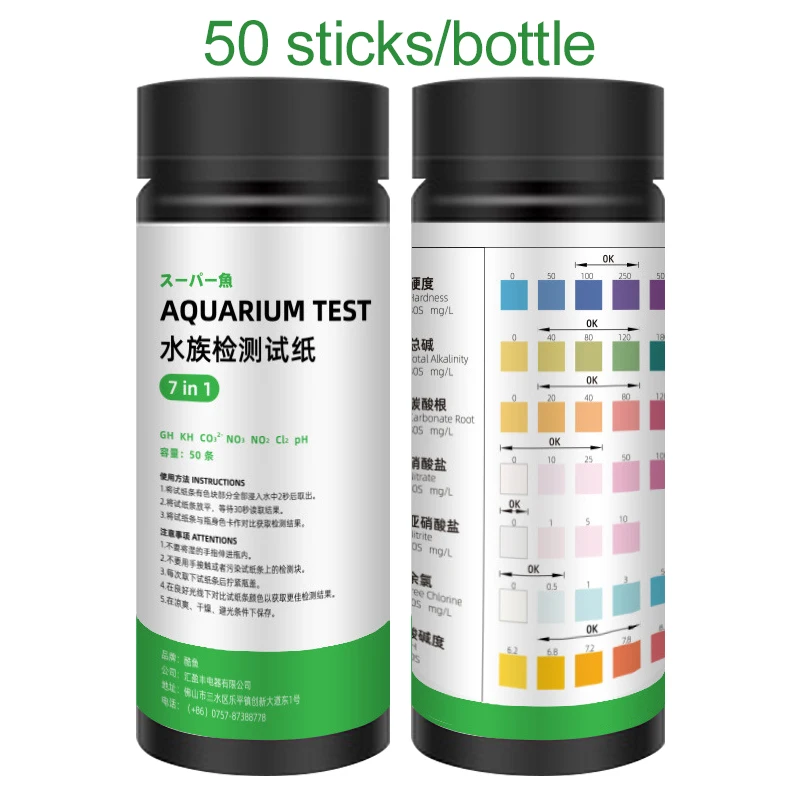 Aquarium Testing Kit for Freshwater Saltwater Pond Test Strips for Fish Tank Testing PH Nitrite Alkalinity Chlorine Carbonate 