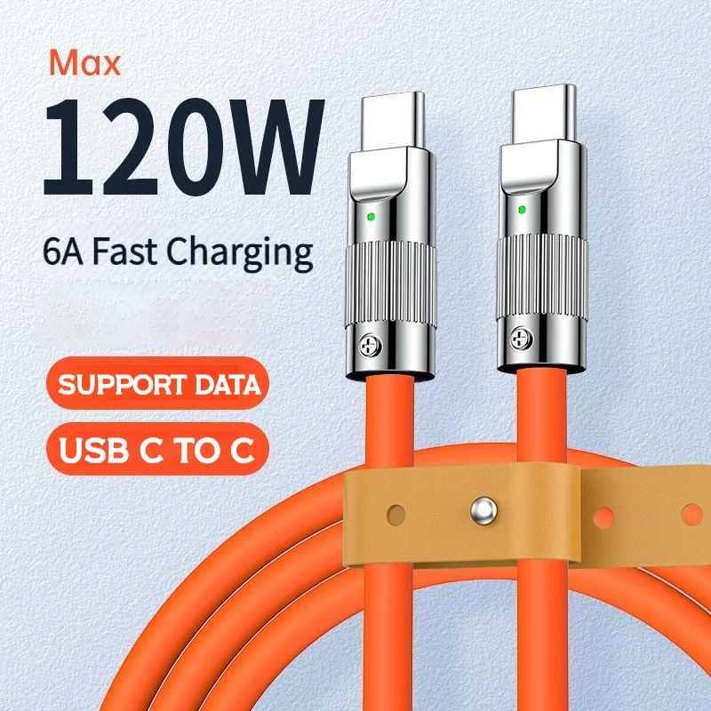 Meg nem látott USB típusa C hogy USB C Vezeték 1.5M USB C 120W gyorsan töltés töltő vezeték Telefonzsinór számára samsung xiaomi  type-c USBC Vezeték