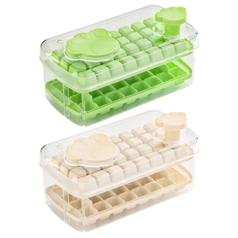 

Ice Cube Tray With Lid Basket Leak Proof Cat Paw Press Type Ice Tray Basket With Spill Proof Design Ensures Easy Water Filling