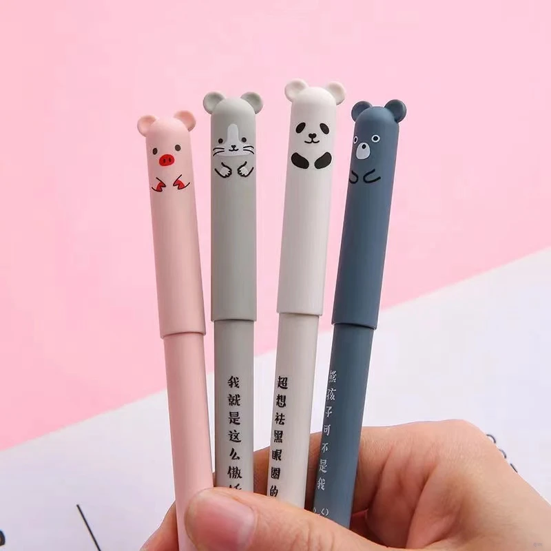 지울 수 있는 젤 펜, 0.5mm, 동물 팬더, 지울 수 있는 펜 리필 막대, 세탁 가능한 핸들, 학교 사무용품 문구, 37/57 개/세트