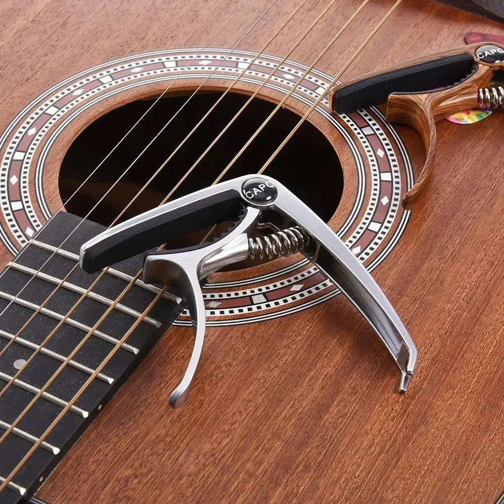1PC Excellent Metal Guitar Capo Adjustment Clip Guitar Capo for Acoustic Electric Guitars Bass Ukulele with Picks Holder Guitar Accessories