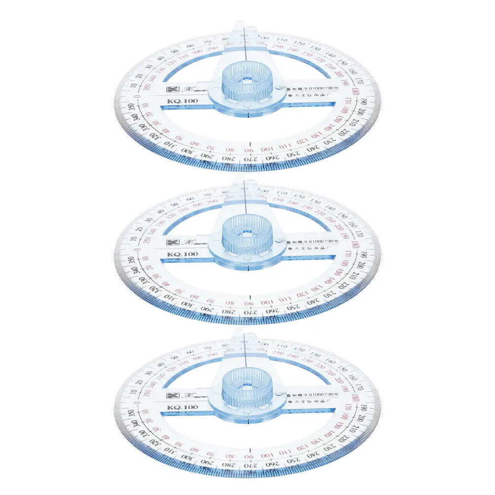 3pcs 360도 각도기 플라스틱 원형 자 기하학 측정 도구 학생용 제도 수학 학습 사무실 학교 사용