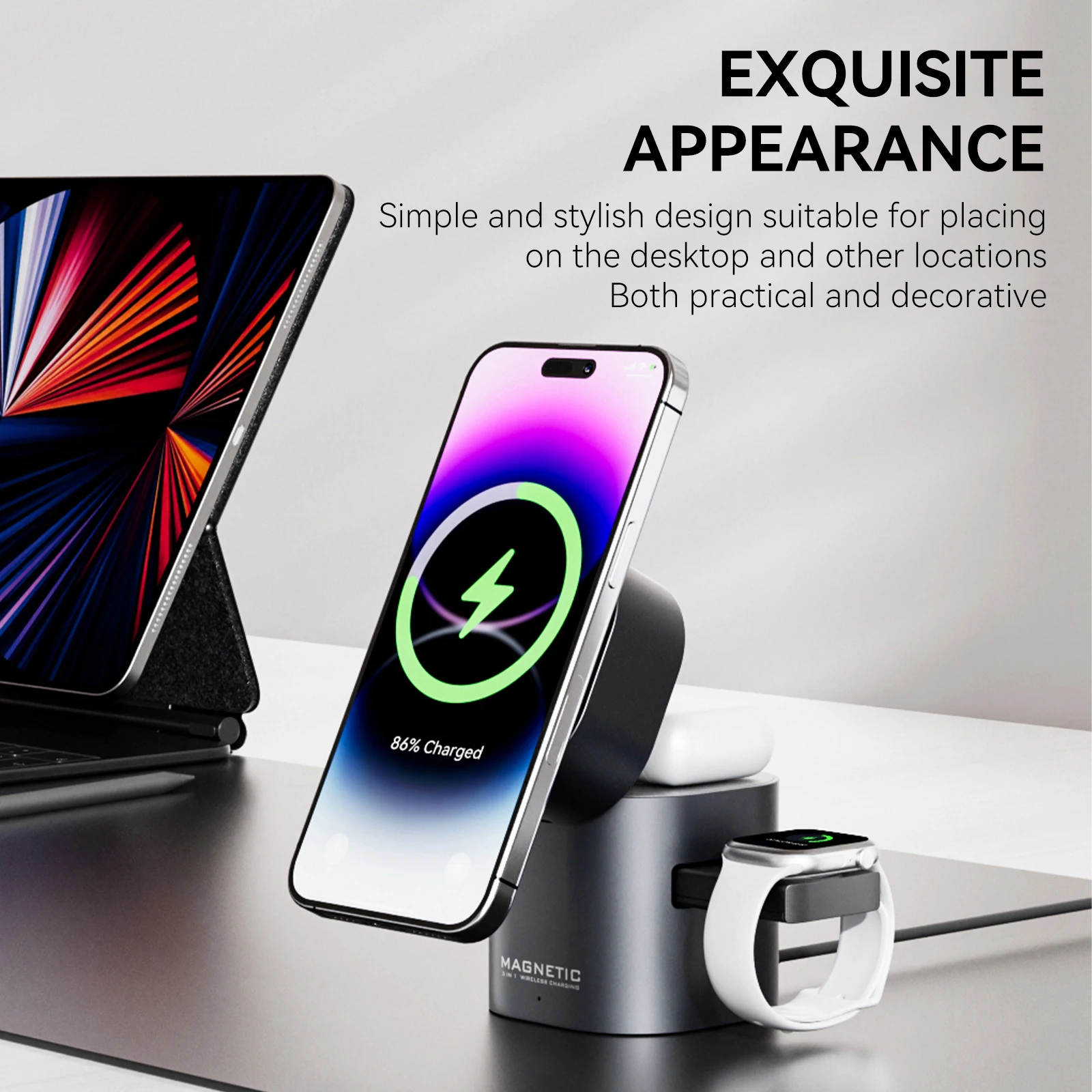 Magnetic Wireless Charger 3 in 1 Stand For iPhone 12-16 Apple Watch 10-1/SE/Ultra Airpods 2 3 Pro