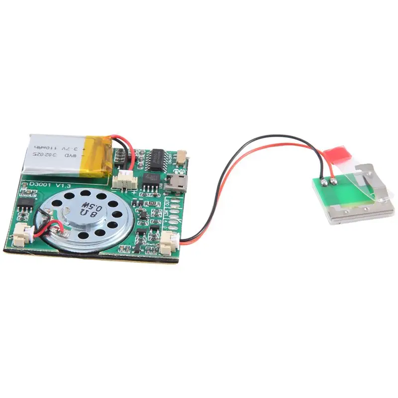 USB MP3 녹음 가능한 인사말 카드 플레이어 보드 - 8MB 저장 용량, 128kbps, 4.2V 충전식 배터리, 리드 스위치, 6단계 볼륨 조절