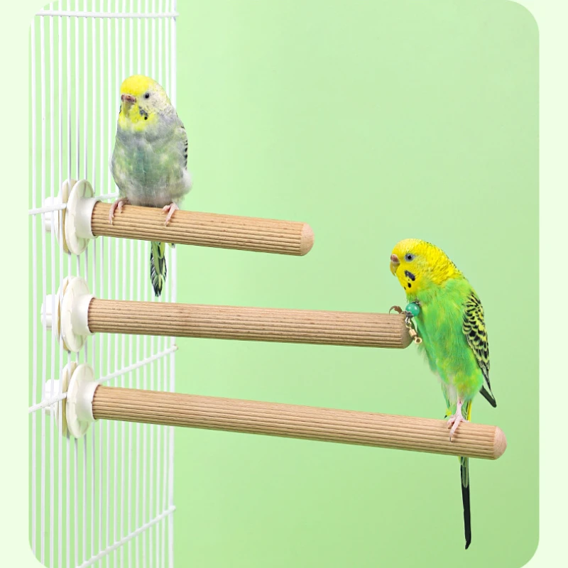 Natural Parrot Wood Standing Toys Parrot Birds Beech Wood Stand Tree Branch Hanging Climbing Toys Bird Stand Stick Cage Perches