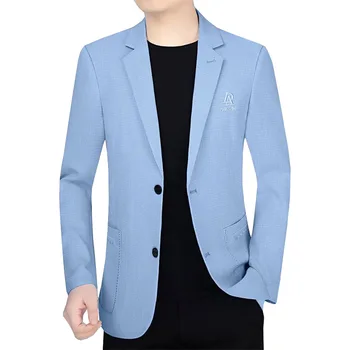남성 용수철 캐주얼 정장 블레이저, 비즈니스 슬림핏 얇은 정장 코트, 새로운 패션, 남성 솔리드 블레이저 재킷, 남성 의류, 4X