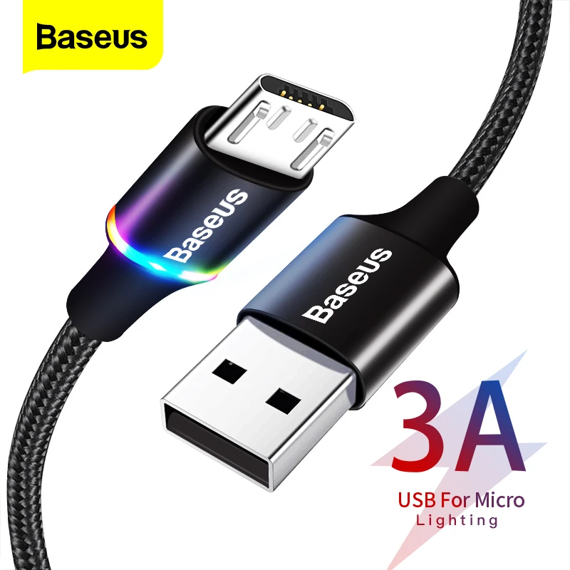 Corporation Overtollig Emuleren Baseus Led Lighting Micro Usb Cable 3a Fast Charging Charger Microusb Cable  For Samsung Xiaomi Android Mobile Phone Wire Cord - Mobile Phone Cables -  AliExpress