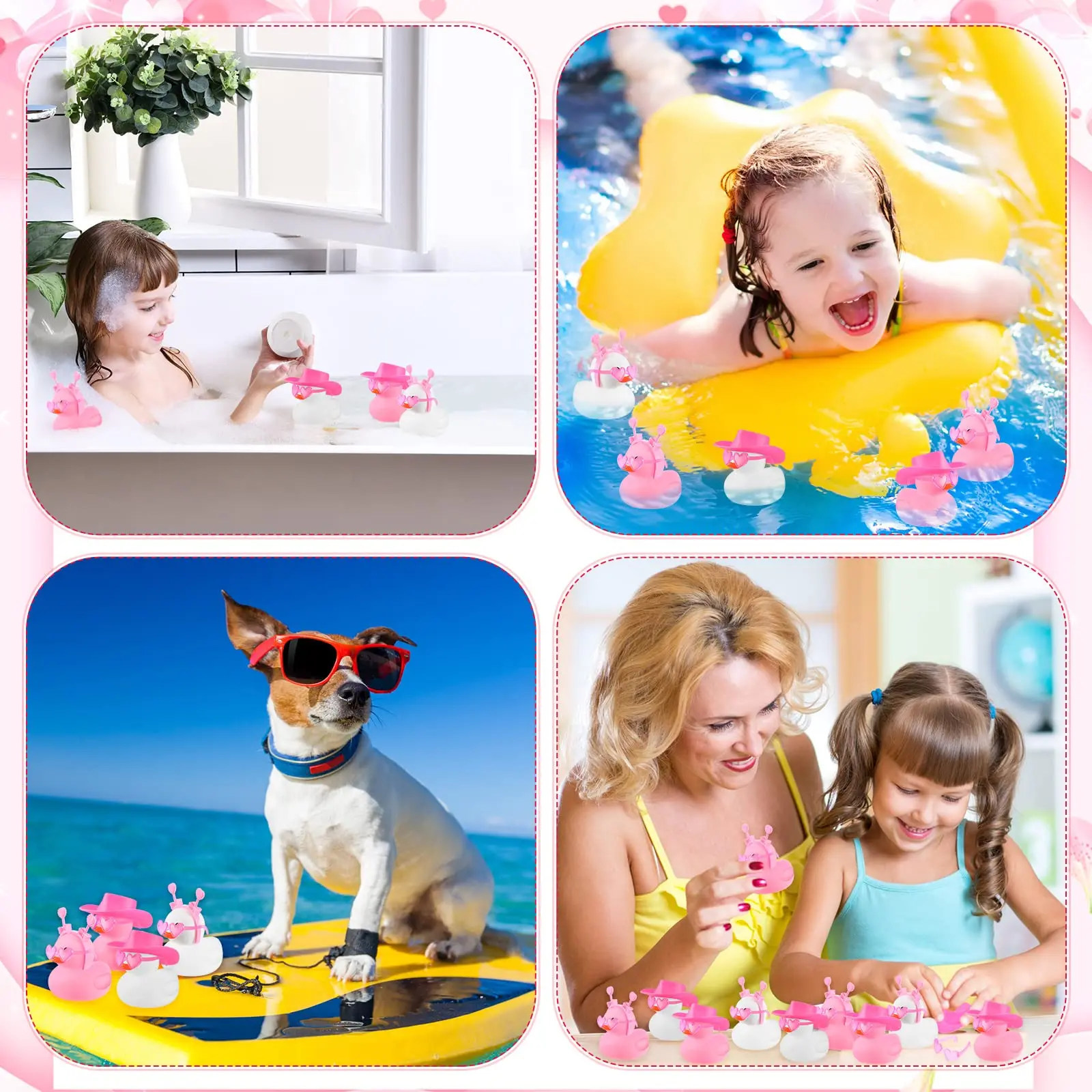24/48Pcs Valentine's Day Rubber Ducks Mini Valentine's Day Ducks Bath Toys Valentine Party Decorations Holiday Rubber Ducks 6