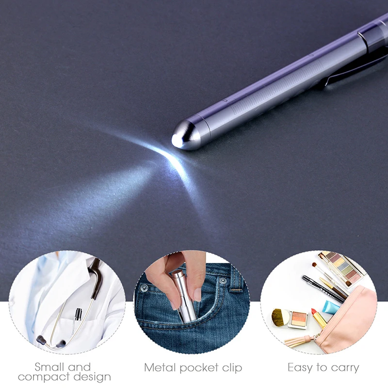 Led flashlight mini flashlight led flashlights mini led flashlight led torch light medical light 1PC reusable LED medical penlight with pupil gauge pocket clip for nurses doctors reading