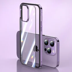 Alloy Bumper Armor Case with Titanium Gray Frame and Transparent Back - Phone 13 (Dark Purple)