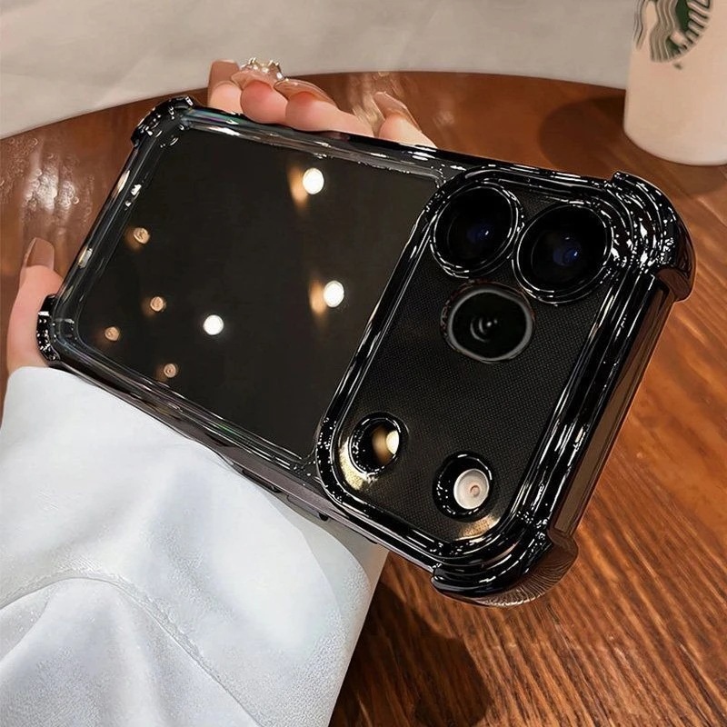 Stylish Electroplated Frame Transparent Skin-Friendly TPU Shockproof Case