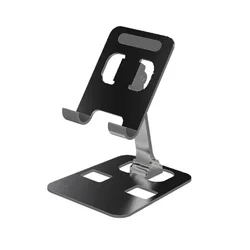 Universal Aluminum Alloy Portable Device Stand - Adjustable Folding Desktop Holder (3pcs Black)