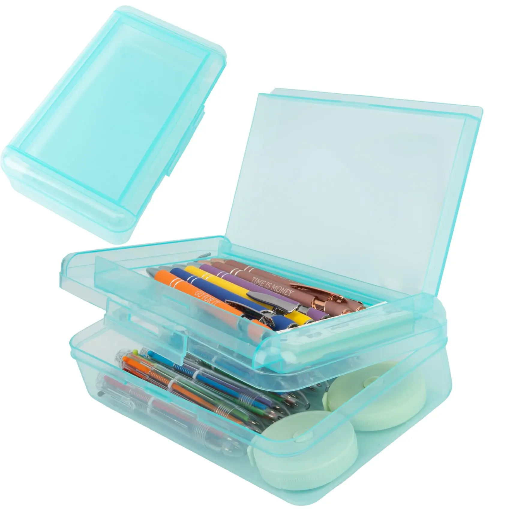 Compact Double-Layer Pencil Box with Snap-Tight Lid - Lightweight & Smooth Edge