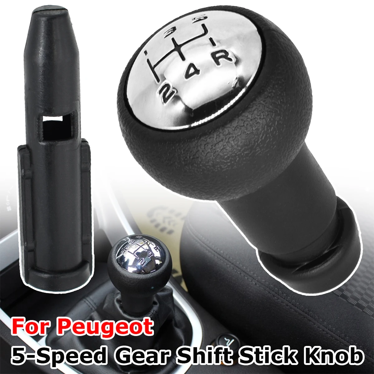 5 Speed Gear Shift Stick Knob Lever Sleeve Adapter For Peugeot 106 206 ...