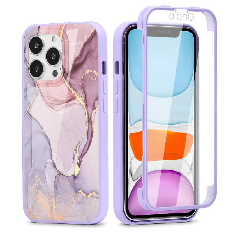 360 Full Body Cover For Samsung Galaxy A72 A52 Quantum2 A32 A22 A21S A12 Nacho A02 A02S S21 FE Ultra Plus Shockproof Marble Case kawaii samsung phone cases