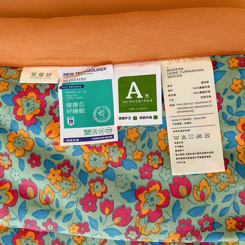 Summer Quilt Summer Quilt Set Bed Comforter 100% Cotton Double-sided Cool Feeling Queen Ice Silk Blanket