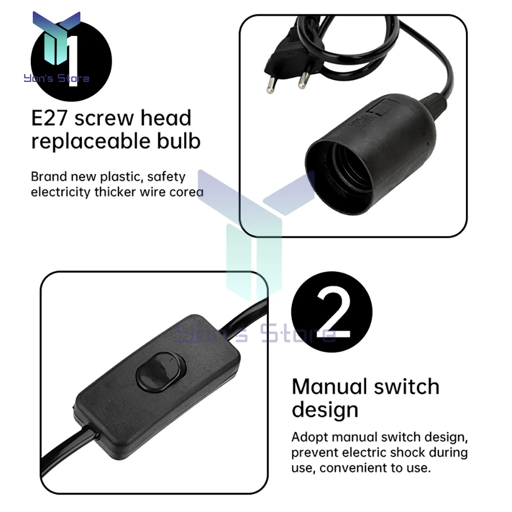 EU Plug 3.5m 6m Power Cord Cables E27 Lamp Base Holder With Switch Wire For Pendant Led Bulbs Fixture Hanglamp Suspension Socket