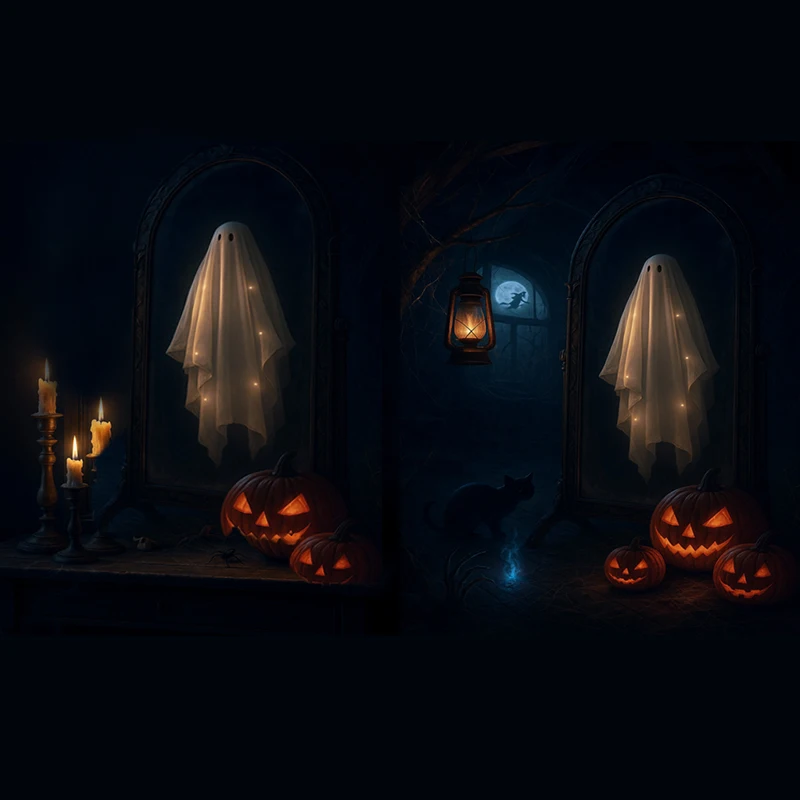 Katomi Hologramm Geisterspiegel 50 Cm - Halloween Deko Mit Grusel-Effekt