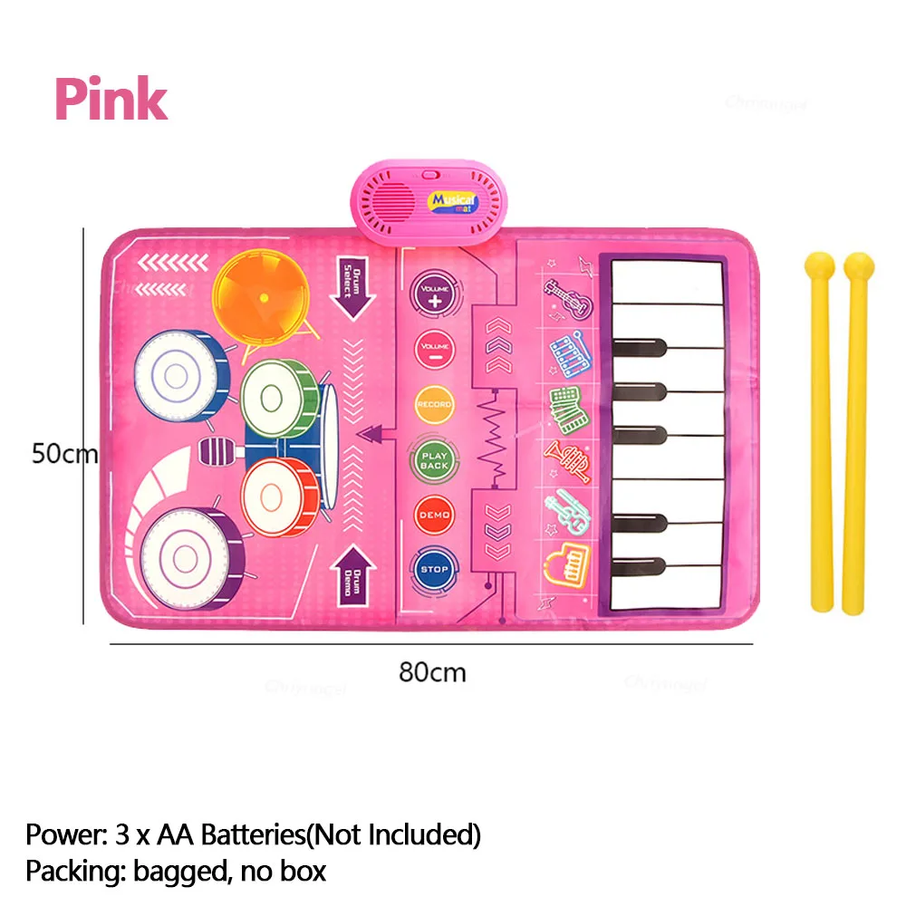 2 In 1 Piano Mat for Kids Piano Keyboard & Jazz Drum Music Touch Play Carpet Baby Toddlers Music Instrument Education Toys Gift 6