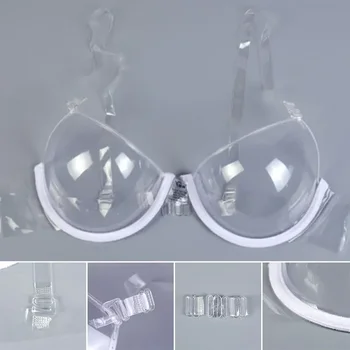 Women Ladies Plastic Sexy Push Up Fashion Transparent Seamless Bra Strap Invisible Bras Unlined Solid Adjustable Bra