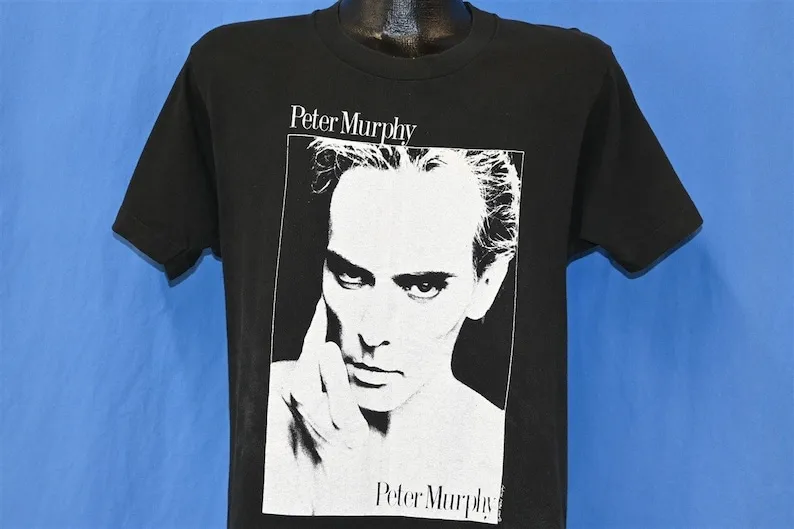 Anni '90 Peter Murphy Deep Album Gothic Rock Bauhaus Photo Double Sided T Shirt Maniche Medie Lunghe O Corte