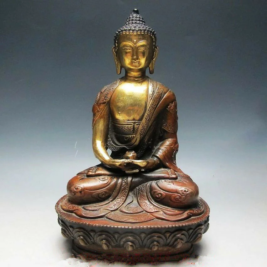 

8 inch / OLD TIBETAN BRASS BUDDHISM BODHISATTVA SAKYAMUNI BUDDHA STATUE