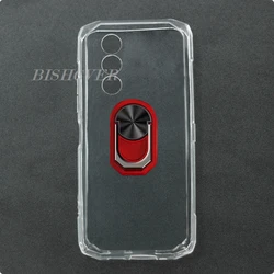 Enhanced Title: Sleek Doogee Blade 10 Power Ring Holder Phone Case - Soft Silicone TPU Cover for Case & Holder (Transparent C Red)