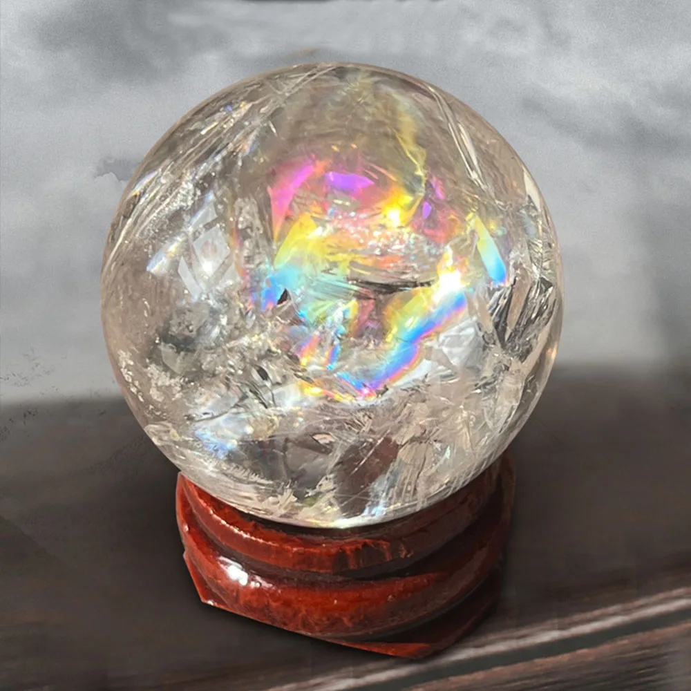 

Clear Quartz Rainbow Healing Crystal Natural Gemstone Sphere Ball 25-30mm