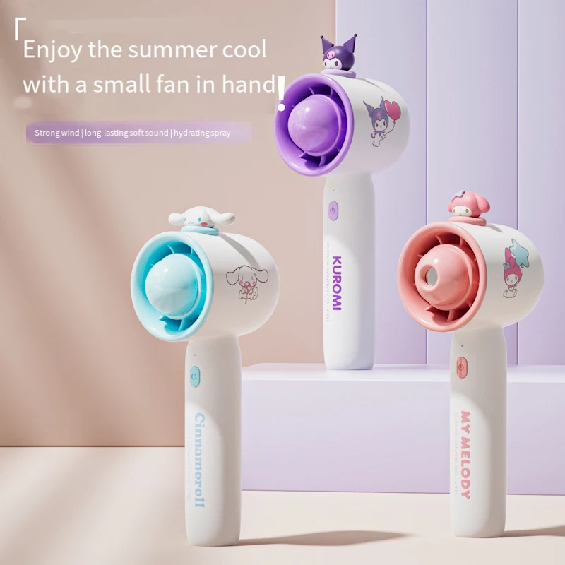 

Sanrios Kuromi Handheld Spray Small Fan My Melody Cinnamoroll Anime Portable Usb Desk Fan Cartoon Electric Fan Cute Girl Gift